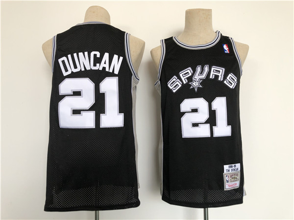 Men's San Antonio Spurs #21 Tim Duncan 1998-99 Black Mitchell & Ness Throwback Stitched Jersey Men's San Antonio Spurs #21 Tim Duncan 1998-99 Black Mitchell & Ness Throwback Stitched Jersey